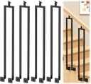 4 Pack U Shape 39.6" Stair Balusters with Adjustable Top Bracket for Staircase Interior, Side Mount Industrial Wrought Iron Balusters for Stair Handrail Porch Deck Railing Outdoor Steps