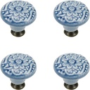 Geesatis 4 Pcs Ceramic Cabinet Kitchen Knobs Handles Vintage Round Single Hole Knobs for Drawer Cupboard Closet, with Mounting Screws, Blue
