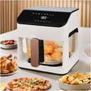 Glass Air Fryer with Smart Touch Control & Transparent View Window | Easy-Clean Basket, 8-in-1 Preset Modes, Precise Temp/Time for Steak, Shrimp, Fries, Wings, Chicken