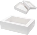 10 Pieces 14x10x4 Cake Box - Cake packing box with window, perfect for pastry bakery cakes, cupcakes and donuts! Great stylish white packaging for cookies and pies!”