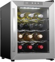 Schmécké 12 Bottle Thermoelectric Wine Cooler/Chiller - Stainless Steel - Counter Top Red & White Wine Cellar w/Digital Temperature, Freestanding Refrigerator Smoked Glass Door Quiet Operation Fridge