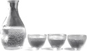Transparent Glass Glass Sake Set 4 Pieces Japanese Sake Pot Set Decanter Sake Cup Used for Home Party and Great Gifts