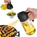 Oil Sprayer for Cooking, 2 in 1 Olive Oil Dispenser Bottle for Kitchen, 17oz/500ml Premium Glass Oil Bottle, Food-grade Oil Mister for Air Fryer, Salad, Frying, Picnic, BBQ(Black)