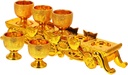 Zerodeko Mini Glass Offering Cup Set Buddhist Worship Cups Base Gold Chalice for Temple Decor for Ceremonies and Blessings
