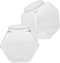 VOSAREA 2pcs Hexagon Candy Jars Lids Plastic Snack Holders Airtight Storage Containers for Cookies Tea and Household Dried Foods