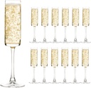 UMEIED 6 Oz Cylinder Champagne Flutes Set Of 12, Long Stemmed Crystal Clear Champagne Flute Glass Set, Sparkling Wine Glass for Home Party Wedding Anniversary Birthday Christmas