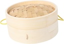 2pcs Bamboo Steamer with Handles 18cm Food Steamer Basket for Cooking Dumplings and Buns Kitchen Set for Home Cooking
