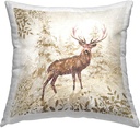 Stupell Industries Snow Covered Trees Buck Wildlife Outdoor Printed Pillow, 18 x 18, Tan