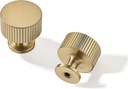 Khtumeware 10 Pack 1.1 Inch Brushed Brass Cabinet Knobs - Round Drawer Satin Gold Knobs for Dresser Drawers