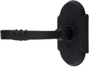 Wrought Steel Arched Rosettes Door Set with San Carlos Levers Right Hand Double Dummy in Matte Black