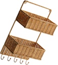 Happyyami 1pcs Fruit Baskets for Kitchen Wall Hanging Fruit Basket Woven Rack Storage Rack Hooks Easy to Install