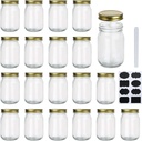 Encheng 12 oz Glass Jars With Lids,Regular Mouth Mason Jars For Storage,Canning Jars For Caviar, Herb, Jelly, Jams, Honey,Dishware Safe,Set Of 20