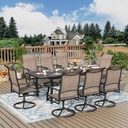 9 Pieces Patio Dining Set, Outdoor Table and Chairs, 8 x Textilene Swivel Dining Chairs and 61" Expandable Patio Dining Table, for Cozy Garden Settings, Grayish Brown