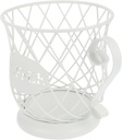 IMIKEYA Metal Coffee Pod Holder Organizer Stylish White Storage Basket for Coffee Capsules Versatile Decor for Kitchen and Office Capacity for Snacks and Fruits
