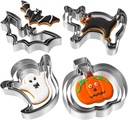 Halloween Cookie Cutters Set - 12 Pieces Stainless Steel Halloween Cookie Cutters Shape,Pumpkin, Ghost, Bat and Cat Cookie Cutter Shapes for Halloween Food Party Decorations