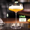 Elegant Hand Blown Martini Glasses Set of 2, 8oz Coupe Crystal Glasses - Ideal for Cocktails, Martinis, Margaritas, and Celebrations (2 SET)