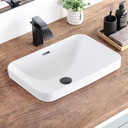Bathroom Vessel Sink 20.6'' x 14.7'' Semi Recessed Bathroom Sink Rectangular Drop In Sink with Overflow White Ceramic Modern Vessel Sinks for Bathroom