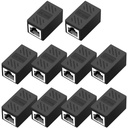 RJ45 Cat6 Coupler Ethernet Extender Connector, 10 Pack in line Coupler Cat7 Cat6 Cat5e Cat5 Ethernet Cable Extender Female to Female Black