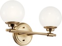Kichler Benno 2-Light Vanity, Modern Light with Opal Glass in Champagne Bronze, for Bathroom or Powder Room (8.75" x 14.75"), 55171CPZ