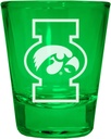 R and R Imports Iowa Hawkeyes Engraved Full Color 2 oz Shot Glass Green Officially Licensed Collegiate Product 2-Pack
