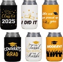 12PCS Graduation Can Cooler Party Supplies – Congrats Grad Class of 2025 Beverage Cover Sleeves Decorations