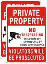 (2 Pack) Large No Trespassing Signs Private Property, Violators Will Be Prosecuted,14"x10".04" Aluminum Reflective Metal Sign,Weather Resistant, Waterproof, Durable Ink, Easy to Mount