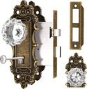 Antique Door Knobs Interior Mortise Lock Bronze Door Knob Crystal Glass Door Handle Skeleton Key Vintage Door Locks for Bedrooms Bathroom
