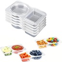 5pcs Reusable Snack Containers with Lids,2025 New 2 Compartment Plastic Containers for Pack Snacks,Leakproof Double Compartment Condiment Pack for Meal Prep, Portion Control,On-the-Go School Travel