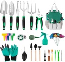 Garden Tool Set, Including 9 Succulent Tool Sets, 6 Large Heavy-Duty Aluminum Gardening Tools, with Gardening Tool Kit, Gloves, Watering Can, Fixing Line and Color Label，is Your Best Helper