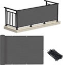 LOVE STORY 3'x10' Dark Grey Balcony Privacy Screen Fence Cover (HDPE) UV Protection Weather-Resistant 3 FT Height Shield for Deck, Patio, Backyard, Outdoor Pool, Porch, Railing