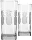 Rolf Glass Fresh Pineapple Highball Glass | 15oz Cooler Glasses | Lead-Free and Diamond-Wheel Engraved | Heavy Base, Thick Glass | Made in the USA | Tropical Etched Pineapple | Set of 2