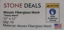 Sticky Mesh for Back Mounted Mosaic 12" x 12" (Ten Sheets) 4.5 oz