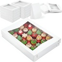 10 Sets 26 x 18 x 4 Inch Corrugated Full Sheet Cake Box with Window Include 10 Paperboard Cake Box Bottom 10 Bakery Top 10 Greaseproof Pad Tray for Dessert