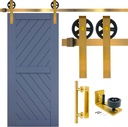 Rio Salto Gold Big Wheel Barn Door Hardware Kit – Sliding Barn Door Track Set with Large Rollers, Handle Pull & Floor Guide – Heavy Duty for Interior Closet & Room Doors - NO Door