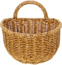OUNONA Handwoven Hanging Storage Basket Large Wall Mounted Kitchen Organizer Imitation Rattan Container for Fruits Vegetables Bread Pe Material Decorative Sundries Holder