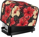 Red Hibiscus 2 Slice Toaster Covers Dustproof Splash-Proof Bread Machine Cover Fingerprint Protectors Small Washable Kitchen Appliance Cover Universal Size