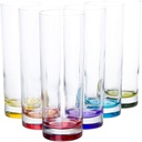 Red Co. Set of 6 Collins Slim Tall Highball 10 Fl Oz Water Beverage Glasses with Multicolor Bottoms