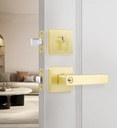 Leydebong 1 Pack Gold Door Handleset with Single Cylinder Deadbolt Entry Lever Door Handle and Deadbolt Lock and Key Combo Pack Heavy Duty Door Lock for Left or Right-Handed Doors