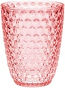 Diamond Cut Acrylic Drinking Glasses Set of 4 (12oz), Break-Resistant Plastic Cocktail Drinkware, Crystal Clear Look, Pink
