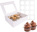 10 Pcs White Cupcake Boxes 12 Count, Individual Cupcake Containers Holder with Lids, Clear Cupcakes Dessert Boxes for Baked Goods, Cake Carrier for Muffins Treats Pastries Bakery Supplies