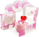 Bakepacker Valentine's Day 36pcs 10x10x5 Inches Pink Cake Boxes with Window 18-Packs, 10 Inch Cake Carrier (18 Cake Boxes +18 Cake Boards Included)