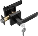 Matte Black Door Handle,Entry Door Lever for Bedroom,Exterior and Interior Door Knob with Lock