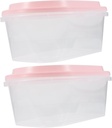 VALICLUD Oval Plastic Dessert Storage Boxes for Ice Cream Cakes Fruits Reusable Freezer Containers for Home Bakery Restaurant Use Carrier in Pink