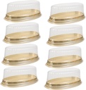 10pcs Transparent Oval Cake Packing Boxes Disposable Plastic Pallets Portable Cake Containers Safe Food Grade for Party Gifts and Bakery Use Yellow