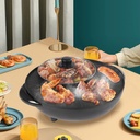 Black Circular Edition Hotpot Grill Combo Indoor BBQ, Indoor Electric Grill, Electric Hot Pot with Divider, Portable Smokeless Grill For Parties, 14.17 * 14.17 * 4.33 inch
