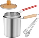 Stainless Steel Oil Strainer Pot With Fry Basket,Small Deep Fryer Pot With Basket And Lid, 3Qt Stovetop Deep Fat Fryer For Tempura Chips, Fries, Fish, Chicken