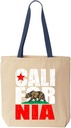 shop4ever California Bear Flag Vintage Cotton Canvas Tote Reusable Shopping Bag Colored Handle