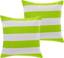 2 Pack Waterproof Pillow Covers Outdoor Throw Pillowcases Decorative Garden Cushion Case for Home Garden Patio Couch Balcony Striped (Green & White, 18 * 18 inch)