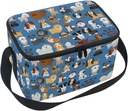 Naanle Animal Dog Insulated Canvas Zipper Lunch Bag Cooler Tote Bag for Adult Men Women, Cute Dog Long Strap Lunch Boxes Lunchboxes Meal Prep Handbag for Outdoors School Office