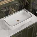 ELLAI Bathroom Vessel Sink Rectangle Above Counter Porcelain Ceramic Sink Top Mount Rectanglar Countertop Sink for Bathroom 24"x13.2"x4.3" Glossy White with Black Rim